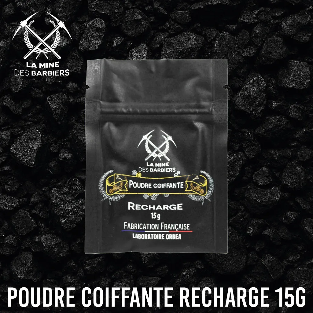 Recharge poudre coiffante 15g La Mine des Barbiers sachet noir